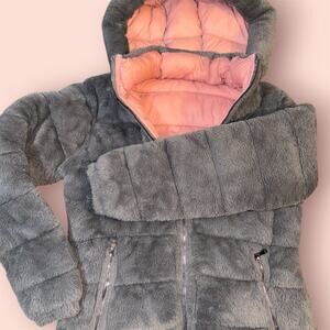 Reversible Grey and Pink Puffer Jacket Size Small